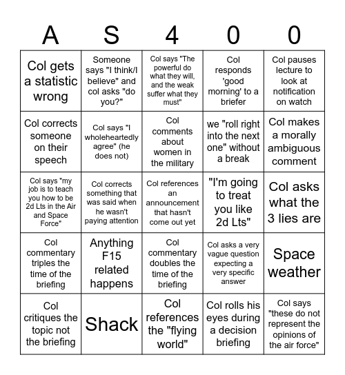 AS400 Bingo Card