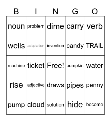 Reading Vocabulary - Unit 3 Bingo Card