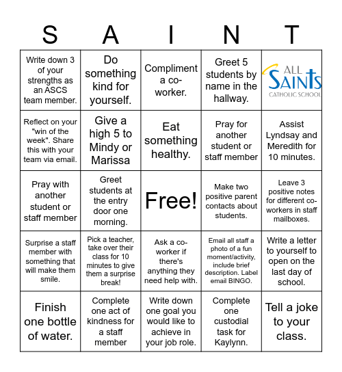 It's a great day to be a Saint! Bingo Card