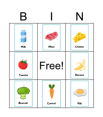 FOOD Bingo Card