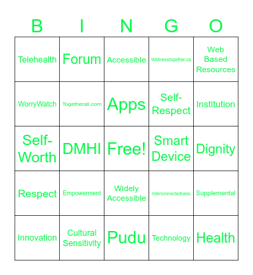 Mental Health and Technology Bingo Card