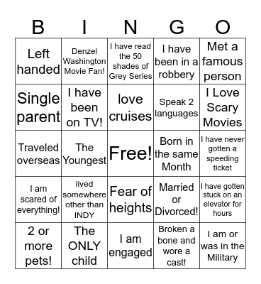 Get To Know You Bingo Card