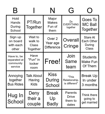 ROTC Couple Bingo Card