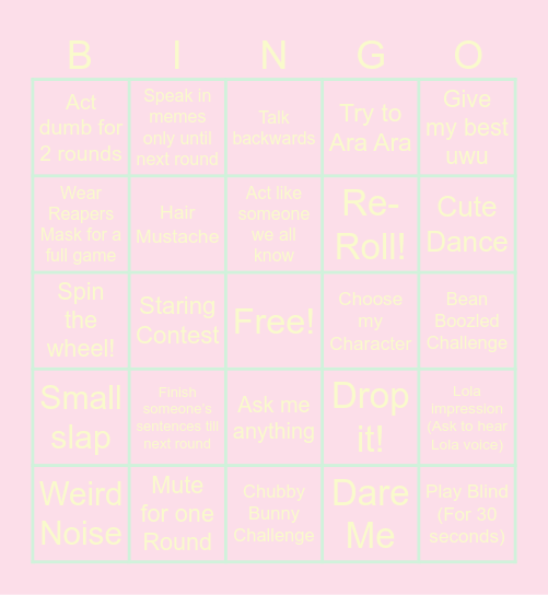 Camp Bingo Card