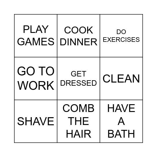 Daily Routines Bingo Card