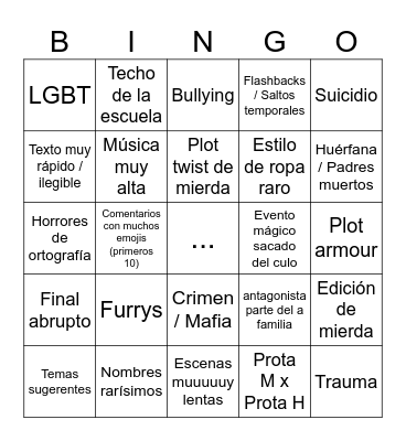 Mala idea :D Bingo Card