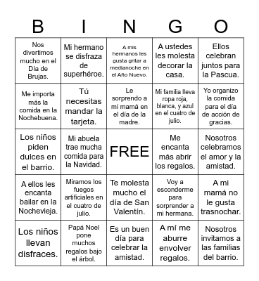 Las Fiestas Bingo Card