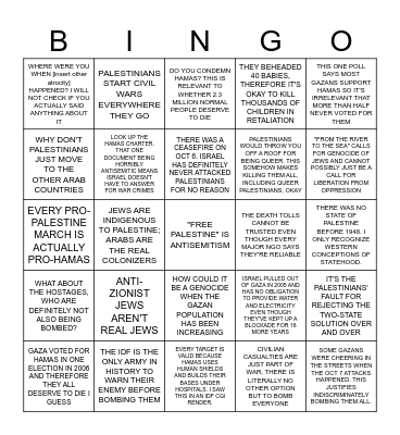 Genocide Rationalizing Talking Points Bingo Card