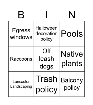 FV Bingo Card