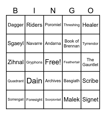 FOURTH WING Bingo Card