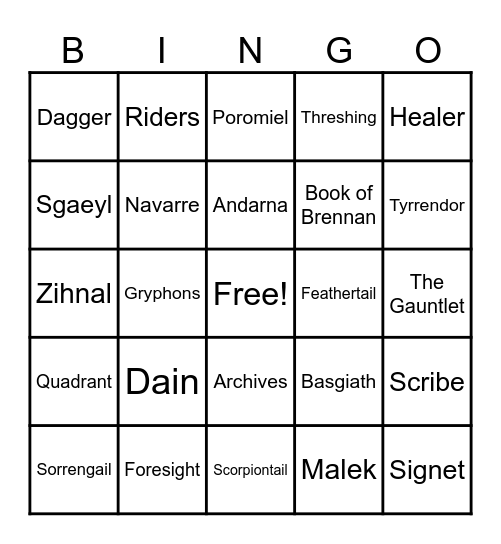 FOURTH WING Bingo Card