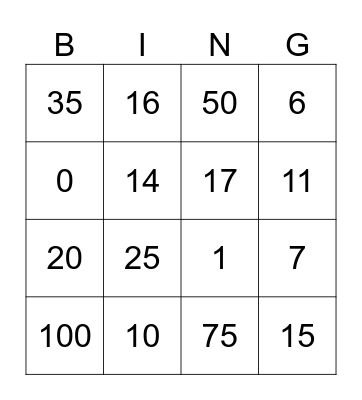 Math Equation BINGO Card