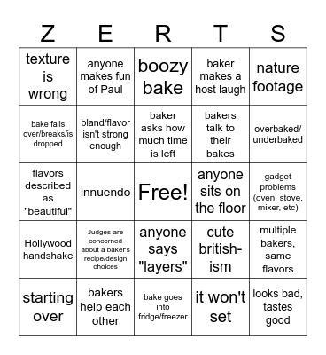 Dessert Week 2023 Bingo Card