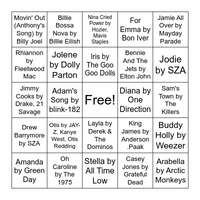 Music Bingo Card