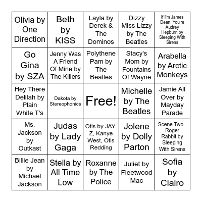 Music Bingo Card