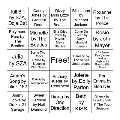 Music Bingo Card
