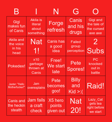 Pokemon Bingo Card