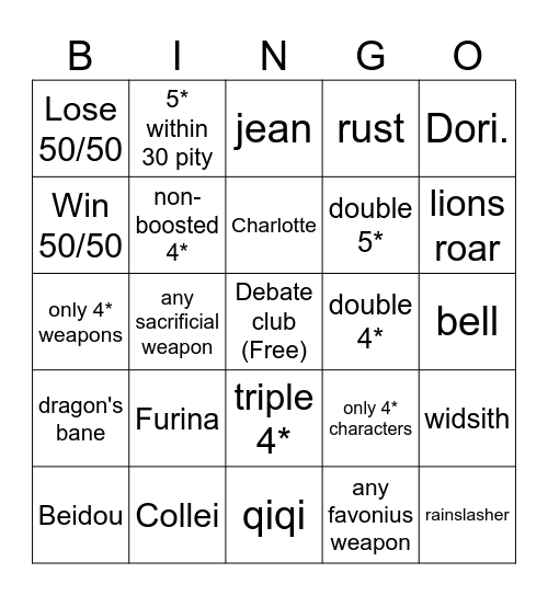 4.2 Wish Bingo Card