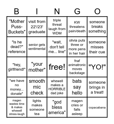 "Marian" Tech Week Bingo!! Bingo Card