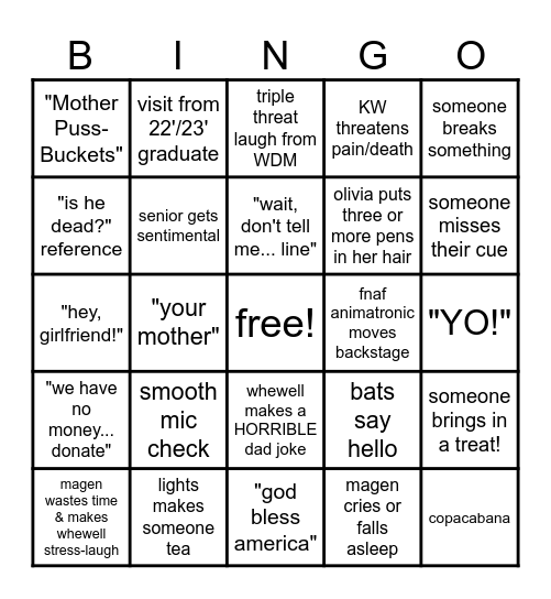 "Marian" Tech Week Bingo!! Bingo Card