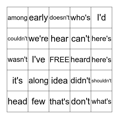 _________Sight Words Bingo Card