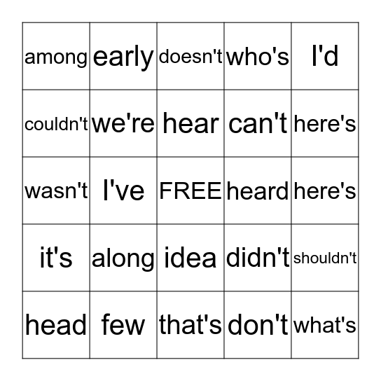 _________Sight Words Bingo Card