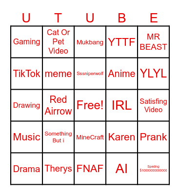 YouTube BINGO Card