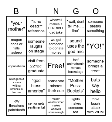 'Marian' Tech Week Bingo!! Bingo Card