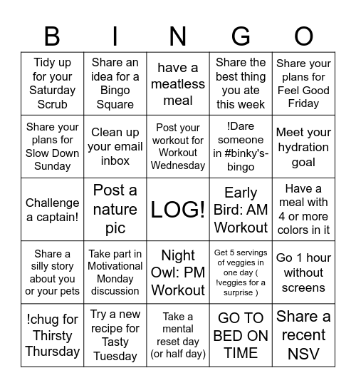 BINKY'S BINGO Card