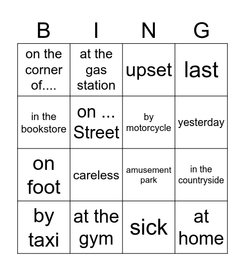 L8U6 Bingo Card
