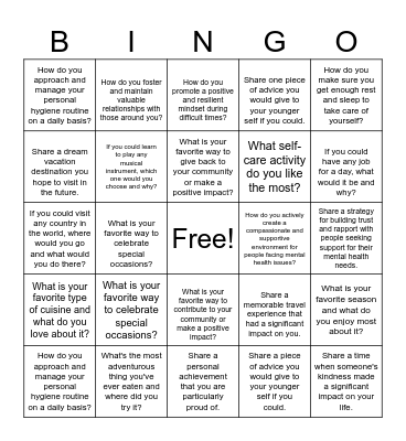 Connections Through Commonalities: People Bingo Challenge Bingo Card