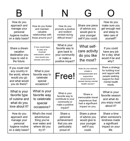 Connections Through Commonalities: People Bingo Challenge Bingo Card