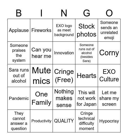 EXO Create Bingo Card