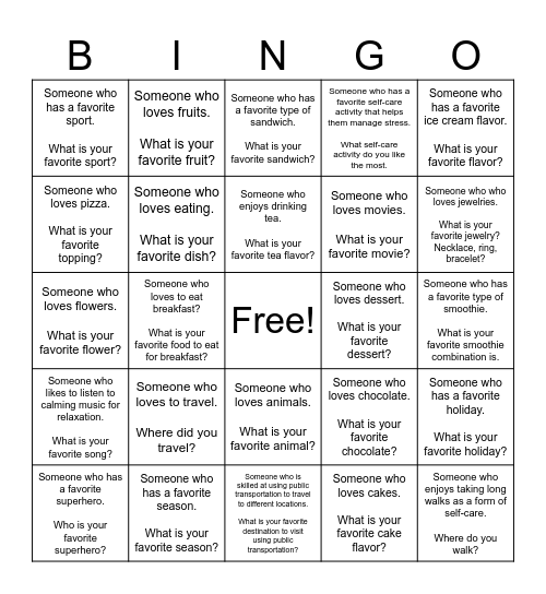 Connections Through Commonalities: People Bingo Challenge Bingo Card