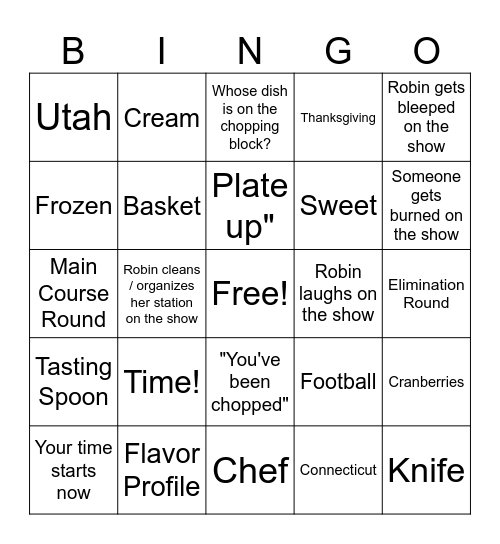 Chopped Bingo By Curate Bingo Card