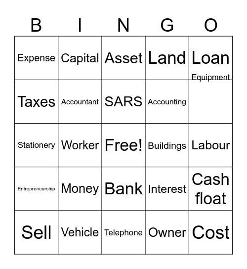 Accounting and Business Bingo Card
