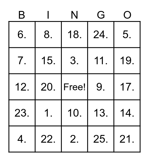 Frank(ly) Speaking Bingo Card