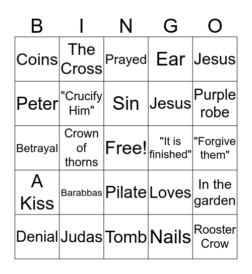 Good Friday Bingo Card