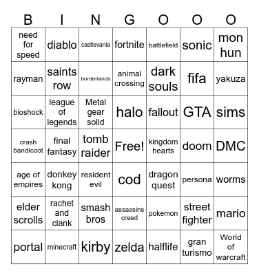 Games Bingo Card