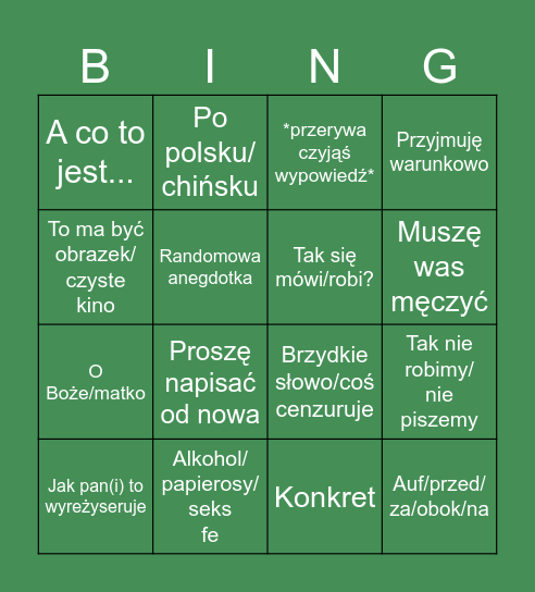 Świerszcz 2.0 Bingo Card