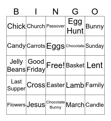 Easter Bingo Card