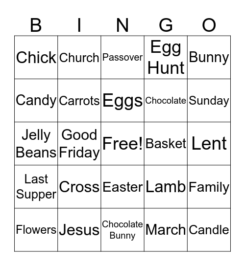 Easter Bingo Card