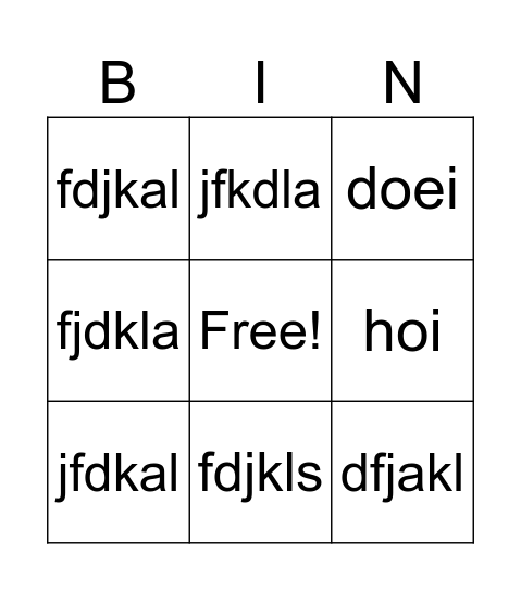 Muziek Bingo Card
