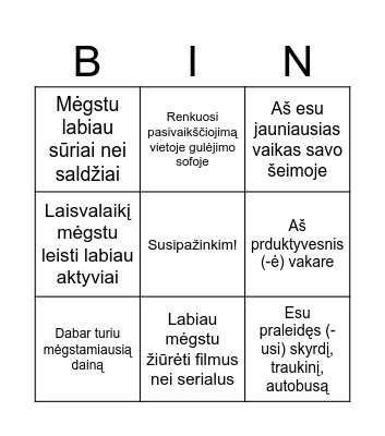 People BINGO Card