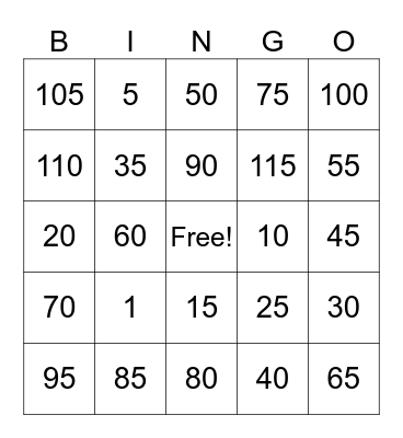 Numbers I: ESL Bingo Party Bingo Card