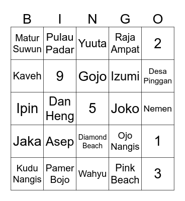 BINGO Card