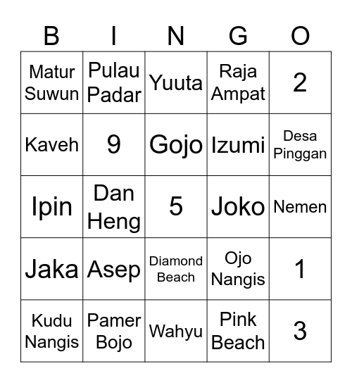 BINGO Card