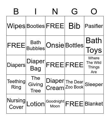 Sarah & Curtis Baby Bingo Card