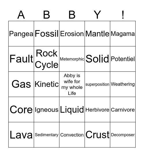 ABBY Bingo Card