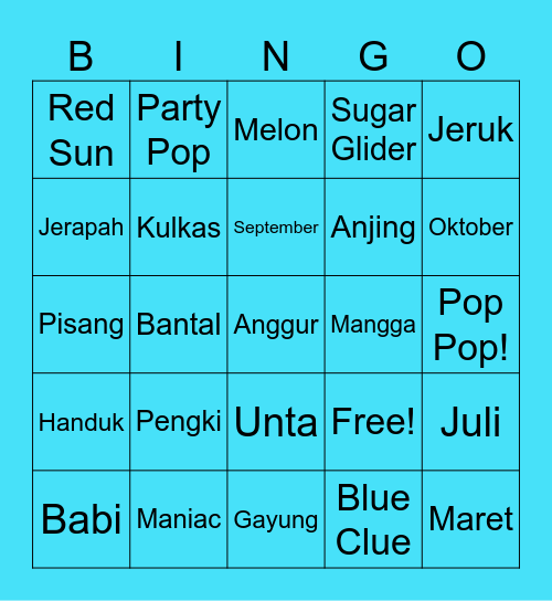 seuymnt Bingo Card